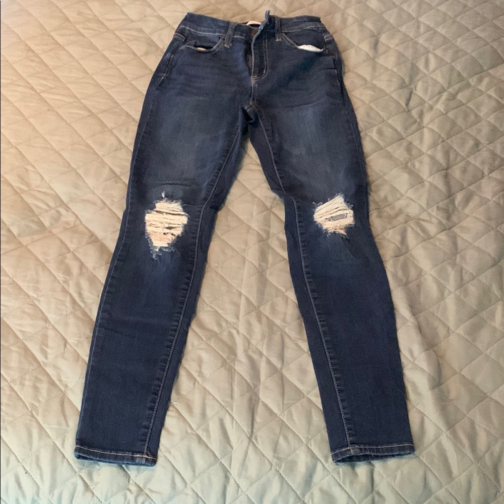 SO Blue Skinny Distressed Jeans